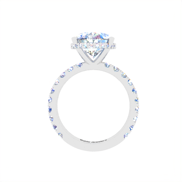 Stackable Hidden Halo Ring w side Diamonds