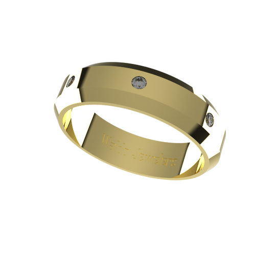 Beveled  Band with Diamonds