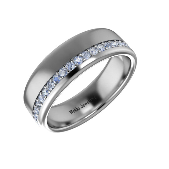 Wide Band Offset Diamond Accent Row