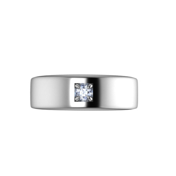 Wide Band with Single Diamond Accent